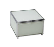 Stylish Decorative Wood And  Glass Storage  Box, White