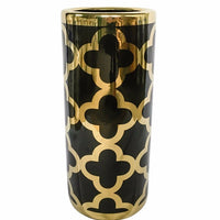 Modish Decorative Round Umbrella Stand, Black-Gold