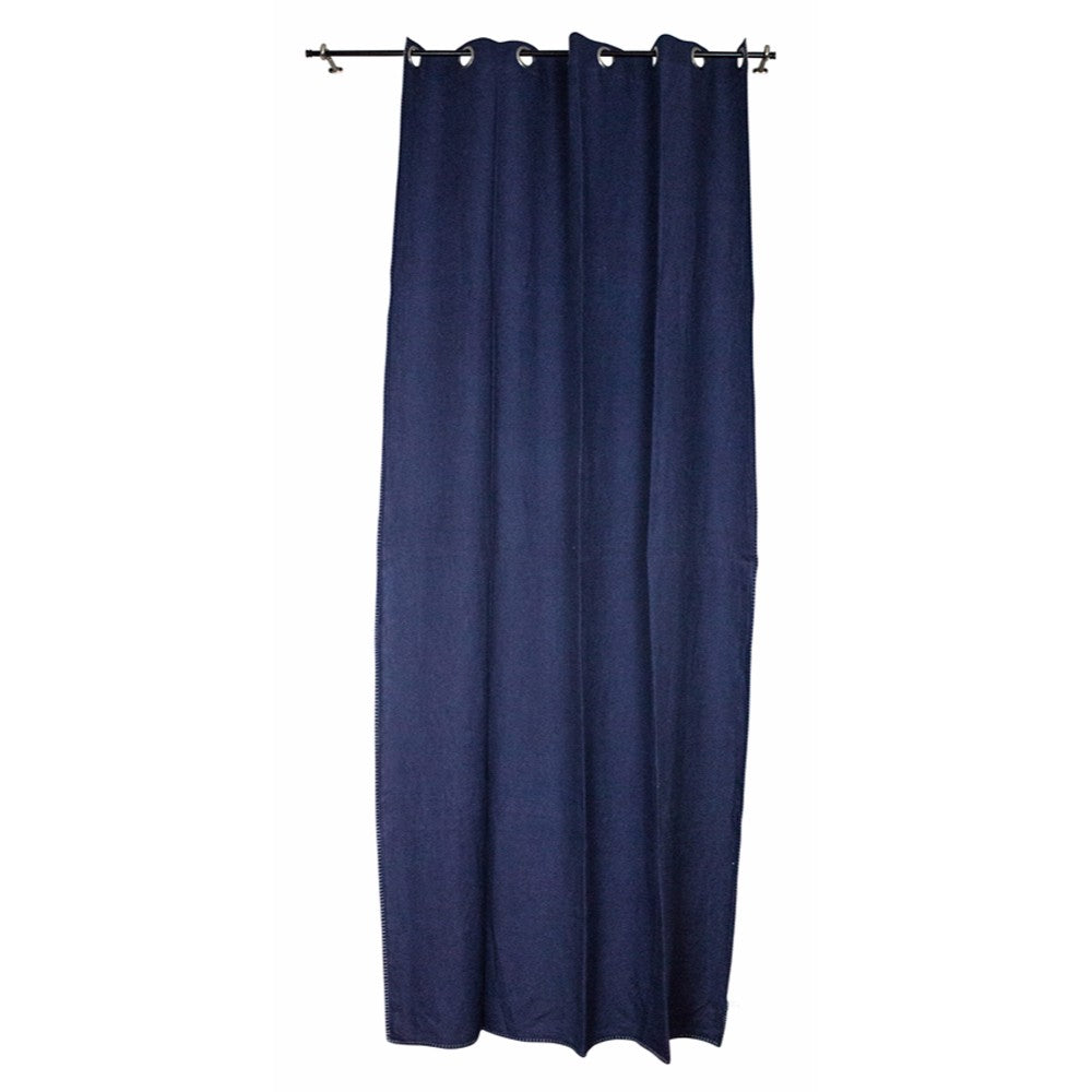 Solid Linen Curtain Panel, Navy Blue