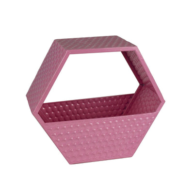 Functionally Decorous Metal Wall Basket, Pink