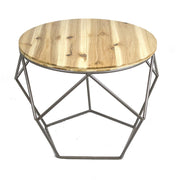 Geometrical Metal Accent Table with Wood Top, Brown and Black