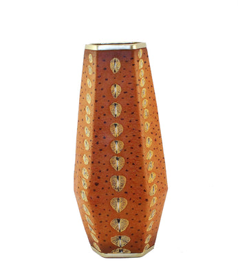 Polyresin Sturgeon Decorative Vase, Orange And Gold