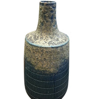 Splendid Ceramic Vase With Textured Body, Blue