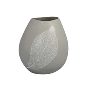 Adorning Bulb Vase With Leaf Design, Gray