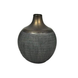 Old-Style  Decorative Ceramic Vase, Bronze & Gray