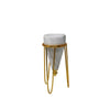 Fine-Looking  Metal And Marble Table Decor, Gold And White
