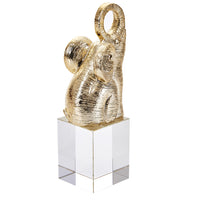 Fashionable Resin Elephant On Base Sculpture, Gold And Clear
