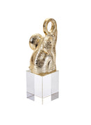 Fashionable Resin Elephant On Base Sculpture, Gold And Clear