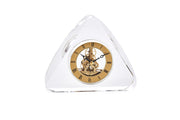 Adorning Clock In Crystal Triangle Base, Gold And Clear