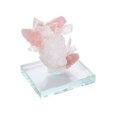 Striking Decorative Agate On Glass Base, White And Pink