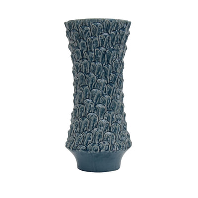 Decoratively Engraved Ceramic Vase, Blue