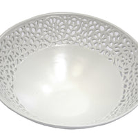 Contemporary Pierced Ceramic Bowl, White