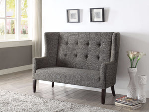 Imperial Settee, Gray Fabric & Espresso Brown