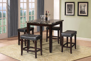 Counter Height Set, Black Faux Marble & Espresso, 5 Piece Pack