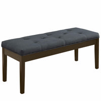 Wooden Bench With Fabric Seat, Gray Linen & Walnut Brown