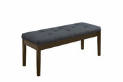Wooden Bench With Fabric Seat, Gray Linen & Walnut Brown