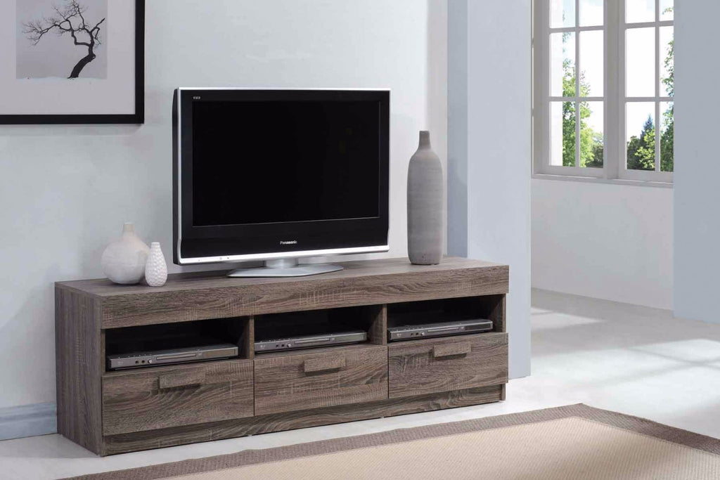 Amiable TV Stand, Rustic Oak Brown