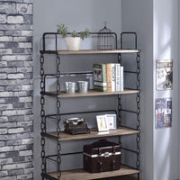 Industrial Looking Bookshelf, Rustic Oak & Antique Black