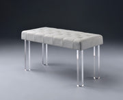 Sophisticate Bench, Gray Linen & Clear Acrylic