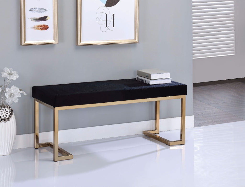 Astonishing Bench, Black Fabric & Gold