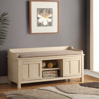 Classic Bench with Storage, Fabric & Cream