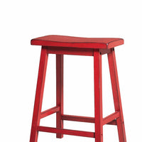 Wooden Counter Height Stool (Set-2), Antique Red
