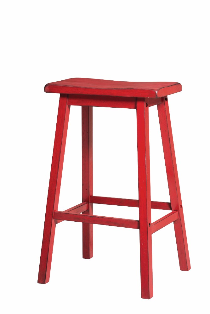 Wooden Bar Stool (Set-2), Antique Red