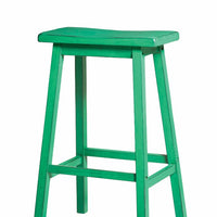 Wooden Bar Stool (Set-2), Antique Green