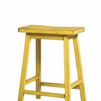 Wooden Counter Height Stool (Set-2), Antique Yellow