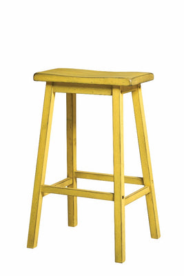 Wooden Bar Stool (Set-2), Antique Yellow