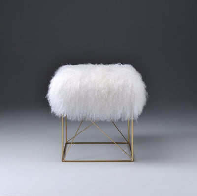 High End Style Ottoman, White and Gold