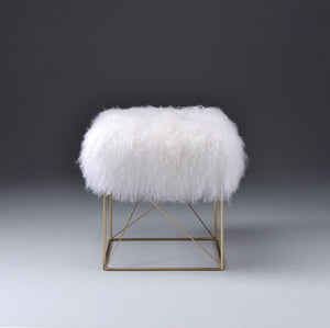 High End Style Ottoman, White and Gold