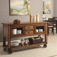 Wooden Kitchen Cart, Distress Chestnut Brown