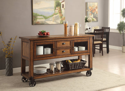 Wooden Kitchen Cart, Distress Chestnut Brown