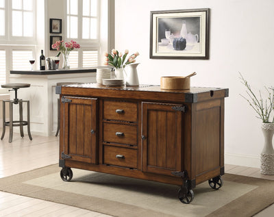 Wooden Kitchen Cart, Antique Tobacco Brown