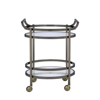 Oval Metal Serving Cart, Clear Glass & Gold