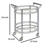 Oval Metal Serving Cart, Clear Glass & Gold