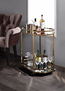 Metal Serving Cart, Mirror & gold