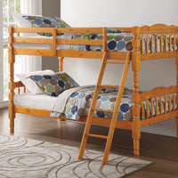 Twin-Twin Bunk Bed, Honey Oak