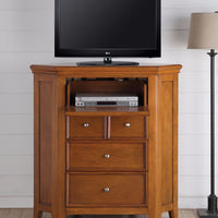 Elegant Wooden TV Console (Corner), Cherry Oak Brown