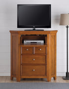 Elegant Wooden TV Console (Corner), Cherry Oak Brown