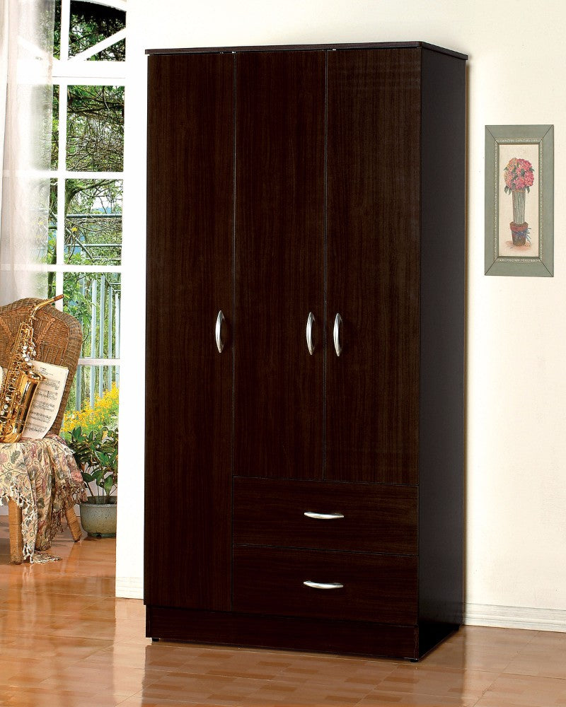 Wooden Wardrobe With Plenty Space, Espresso Brown