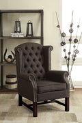 Wooden Accent Chair With Polyester Fabric, Gray