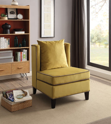 Modish Accent Chair, Yellow Velvet