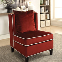 Modish Accent Chair, Red Velvet