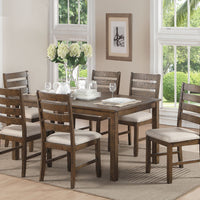 Wooden 7 Piece Pack Dining Set, Weathered Light Oak Brown