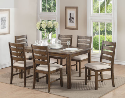 Wooden 7 Piece Pack Dining Set, Weathered Light Oak Brown