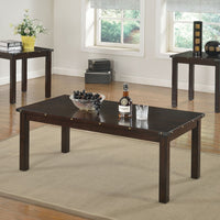 Retro Wooden 3 Piece Pack Coffee-End Table Set, Espresso Brown