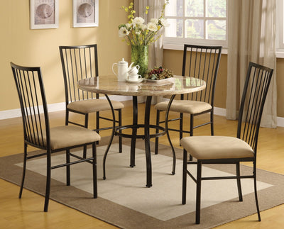 Metal & Marble Dining Set, Brown, 5 Piece Pack