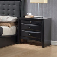 Contemporary 2 Drawer Wood  Nightstand, Black